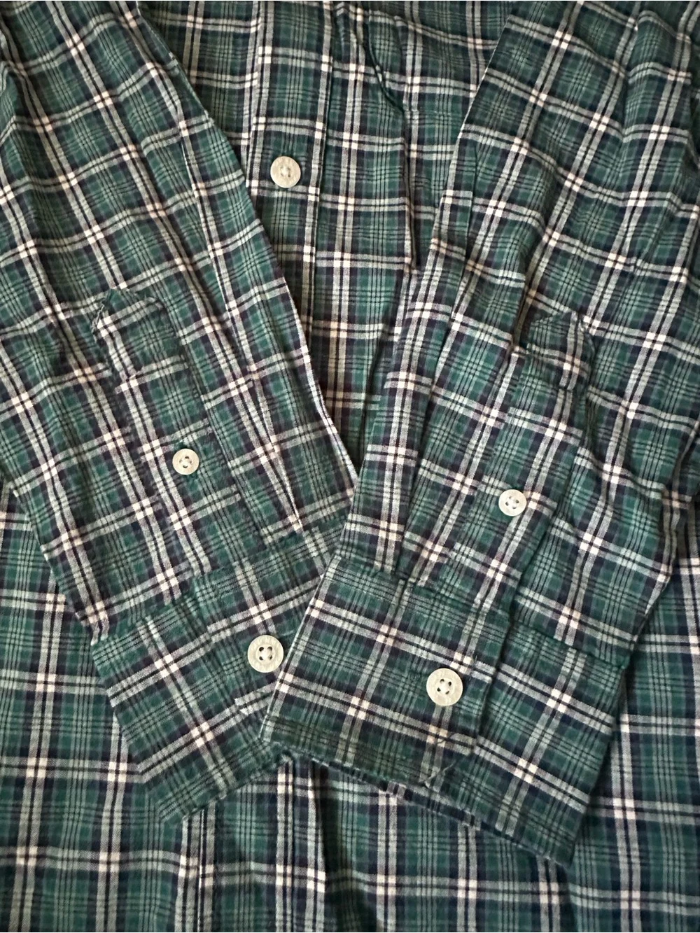 Old Navy Green and White Plaid Button-Down Shirt